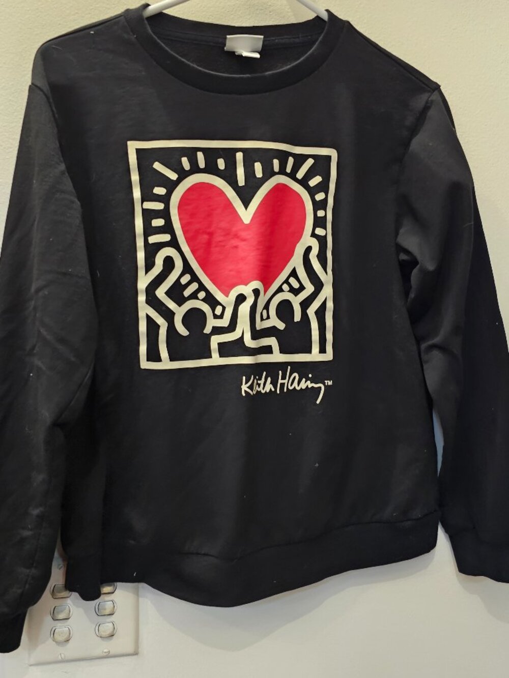 Keith Haring Black Heart Graphic Sweatshirt Size Small Streetwear Pop Art